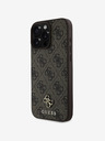 Guess Guess PU 4G Malý zadný kryt s kovovým logom MagSafe pre iPhone 16 Pro Max Brown