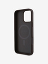 Guess Guess PU 4G Malý zadný kryt s kovovým logom MagSafe pre iPhone 16 Pro Max Brown