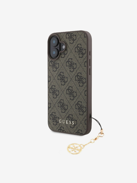 Guess Guess 4G Charm zadný kryt pre iPhone 16 Plus Tone on Tone hnedý