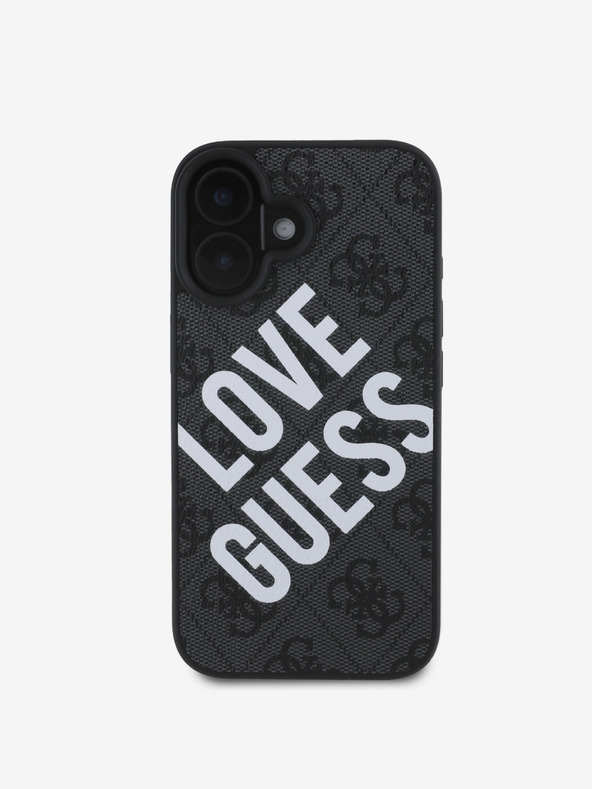 Guess Guess PU kožený zadný kryt 4G Big Love Logo MagSafe pre iPhone 16 čierny