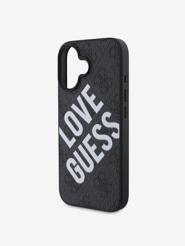 Guess Guess PU kožený zadný kryt 4G Big Love Logo MagSafe pre iPhone 16 čierny
