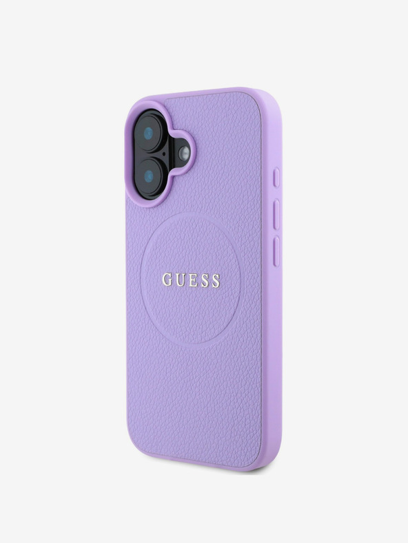Guess Guess PU Grained Classic Logo MagSafe zadný kryt pre iPhone 16 Plus fialový
