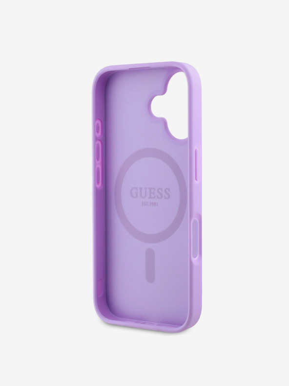 Guess Guess PU Grained Classic Logo MagSafe zadný kryt pre iPhone 16 Plus fialový