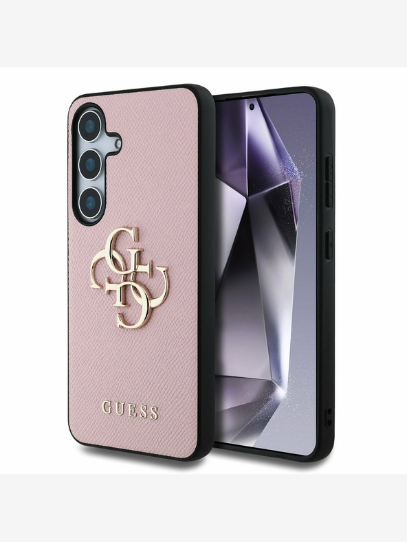 Guess Guess PU Grained 4G Metal Logo Back Cover pre Samsung Galaxy S25 Pink