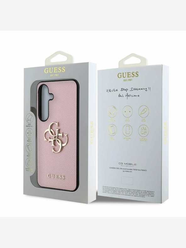 Guess Guess PU Grained 4G Metal Logo Back Cover pre Samsung Galaxy S25 Pink