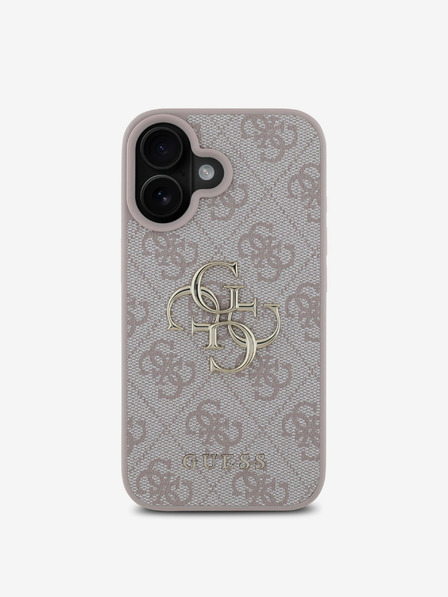 Guess Guess PU 4G kovový zadný kryt s logom pre iPhone 16 Plus ružový