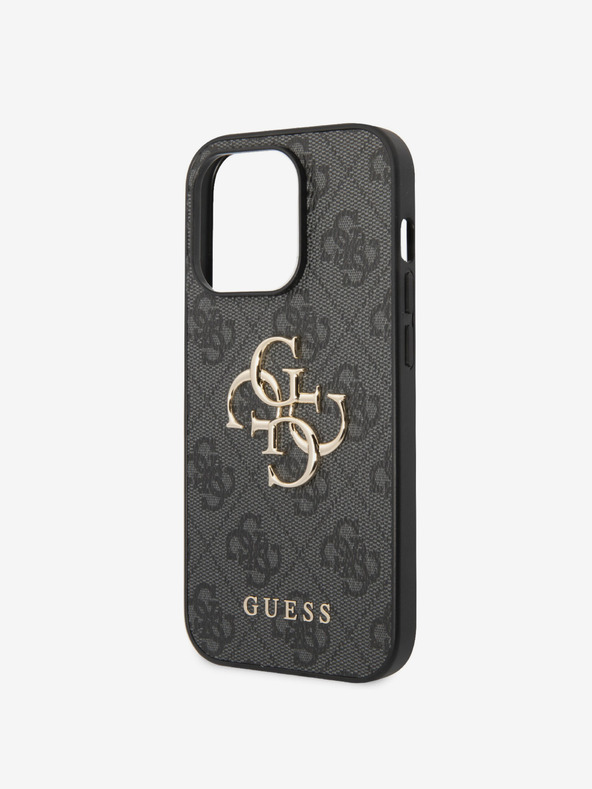 Guess Guess PU 4G Kovové logo zadného krytu pre iPhone 15 Pro Max Grey