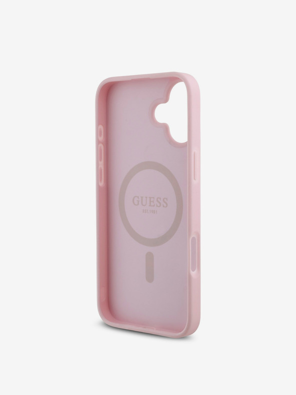 Guess Guess PU PU Grained 4G Small Metal Logo MagSafe zadný kryt pre iPhone 16 Plus ružový