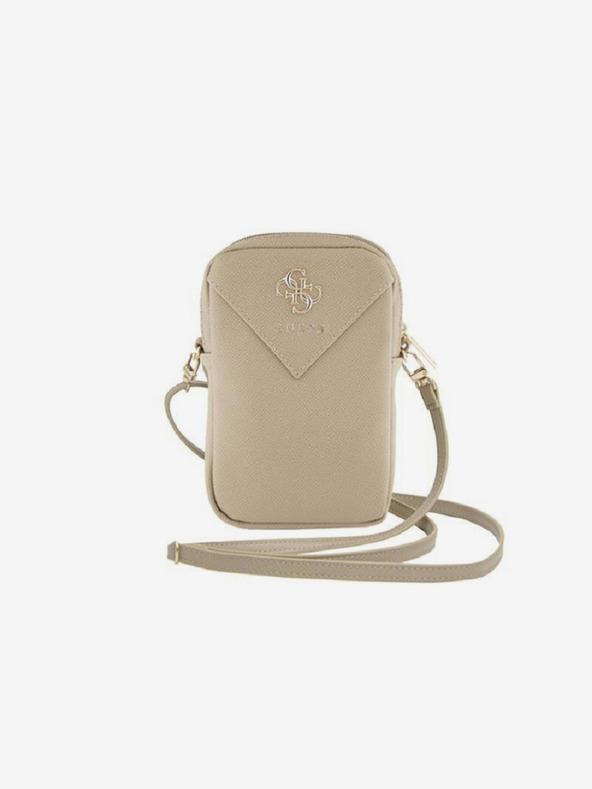 Guess Guess PU zrnité 4G kovové logo na telefón so zipsom zlatá