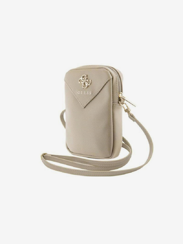 Guess Guess PU zrnité 4G kovové logo na telefón so zipsom zlatá