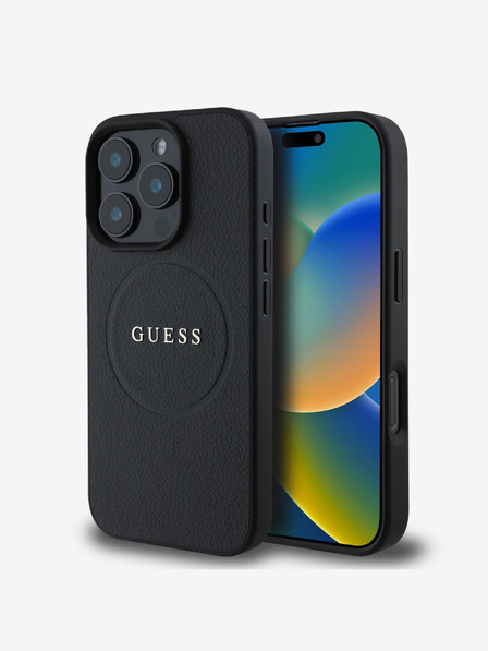 Guess Guess PU Grained Classic Logo MagSafe zadný kryt pre iPhone 16 Pro Max Black