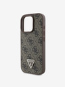 Guess PU 4G Strass Triangle Metal Logo Zadní Kryt + Crossbody Popruh pro iPhone 16 Pro Max Brown Obal na telefón