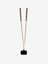 Guess PU 4G Strass Triangle Metal Logo Zadní Kryt + Crossbody Popruh pro iPhone 16 Pro Max Brown Obal na telefón