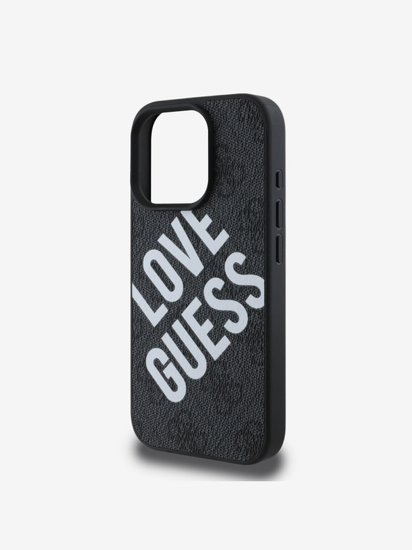 Guess Guess PU kožený zadný kryt 4G Big Love Logo MagSafe pre iPhone 16 Pro Max čierny