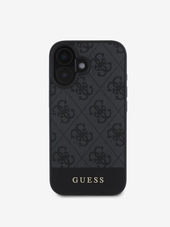 Guess Guess PU 4G zadný kryt Stripe pre iPhone 16 sivý