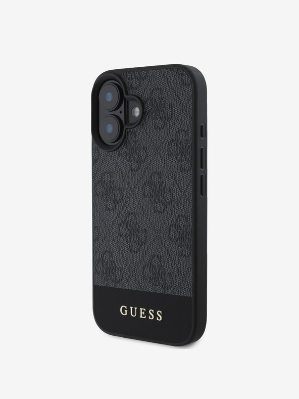Guess Guess PU 4G zadný kryt Stripe pre iPhone 16 sivý