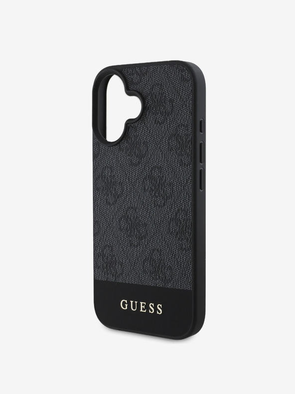 Guess Guess PU 4G zadný kryt Stripe pre iPhone 16 sivý