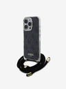 Guess Guess IML 4G Zadný kryt s potlačou krížového popruhu pre iPhone 16 Pro čierny