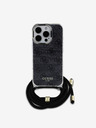 Guess Guess IML 4G Zadný kryt s potlačou krížového popruhu pre iPhone 16 Pro čierny