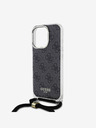 Guess Guess IML 4G Zadný kryt s potlačou krížového popruhu pre iPhone 16 Pro čierny
