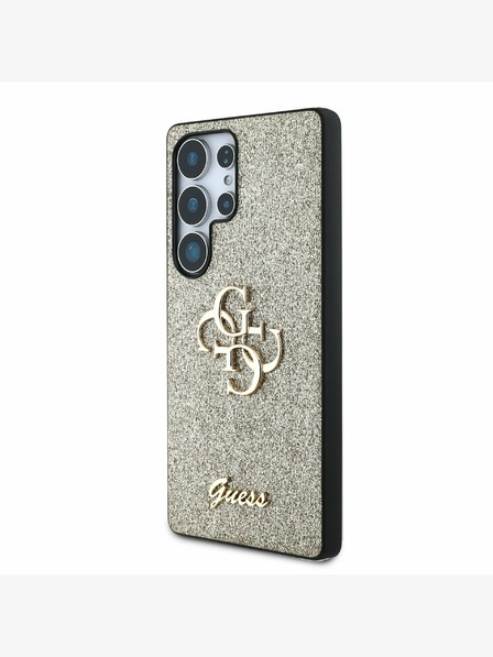 Guess Guess PU Pevný kovový zadný kryt 4G s lesklým logom pre Samsung Galaxy S25 Ultra zlatý