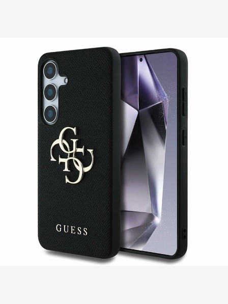 Guess Guess PU zrnitý zadný kryt s kovovým logom 4G pre Samsung Galaxy S25 Black