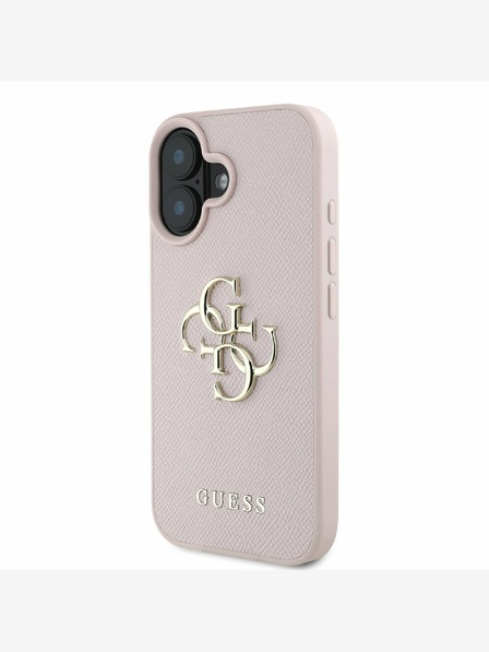 Guess Guess PU Grained 4G Metal Logo zadný kryt pre iPhone 16 ružový