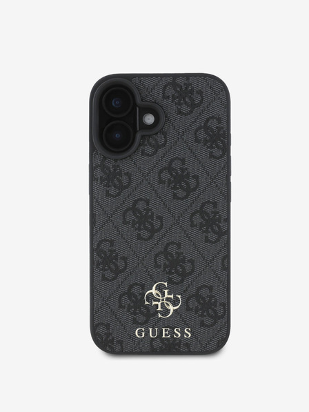 Guess Guess PU 4G Small Metal Logo MagSafe zadný kryt pre iPhone 16 sivý