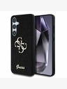 Guess Guess PU pevný trblietavý zadný kryt 4G s kovovým logom pre Samsung Galaxy S25+ čierny