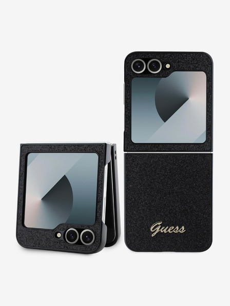 Guess Guess PC/TPU Glitter Flakes Metal Logo zadný kryt pre Samsung Galaxy Z Flip 6 Black