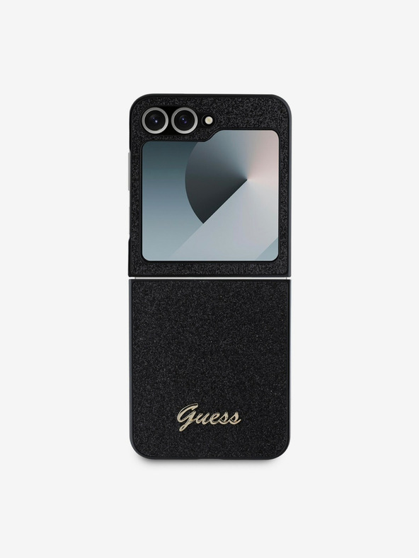 Guess Guess PC/TPU Glitter Flakes Metal Logo zadný kryt pre Samsung Galaxy Z Flip 6 Black
