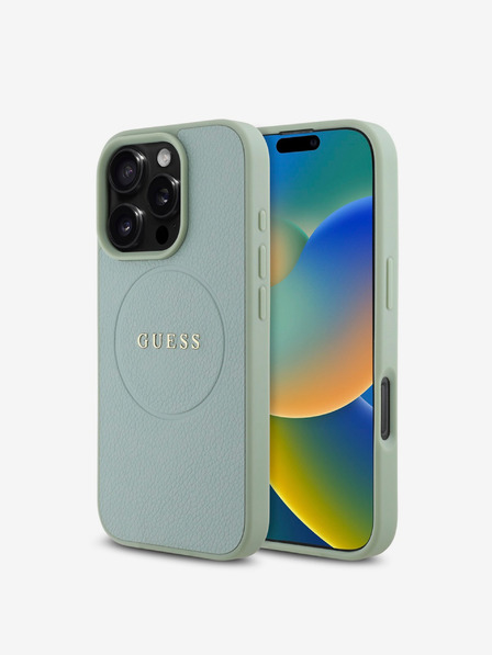 Guess Guess PU Grained Classic Logo MagSafe zadný kryt pre iPhone 16 Pro Green