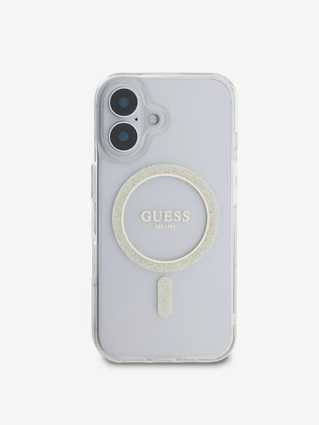 Guess Guess IML Glitter Ring MagSafe zadný kryt pre iPhone 16 Plus Transparent