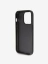 Guess Guess PU pevný zadný kryt 4G s kovovým logom a trblietkami pre iPhone 15 Pro Max čierny