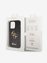Guess Guess PU pevný zadný kryt 4G s kovovým logom a trblietkami pre iPhone 15 Pro Max čierny