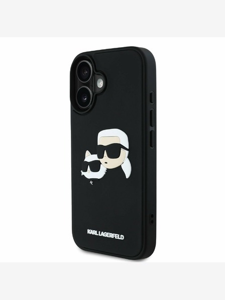 Karl Lagerfeld Karl Lagerfeld 3D gumový zadný kryt s dvojitými hlavami pre iPhone 16 čierny