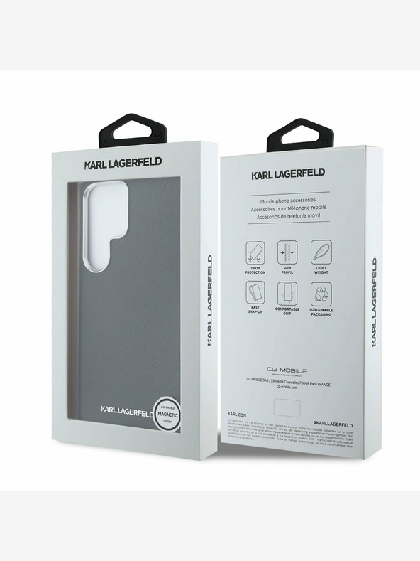 Karl Lagerfeld Karl Lagerfeld PU Saffiano Metal Logo and Frame Back Cover pre Samsung Galaxy S25 Ultra Black