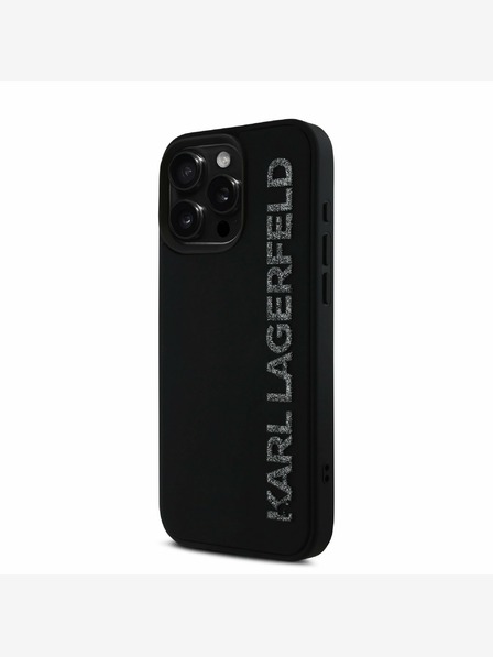 Karl Lagerfeld Karl Lagerfeld 3D gumový zadný kryt s trblietavým logom pre iPhone 16 Pro Max čierny