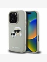 Karl Lagerfeld Karl Lagerfeld 3D gumený zadný kryt s dvojitými hlavami pre iPhone 16 Pro béžový