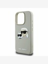 Karl Lagerfeld Karl Lagerfeld 3D gumený zadný kryt s dvojitými hlavami pre iPhone 16 Pro béžový