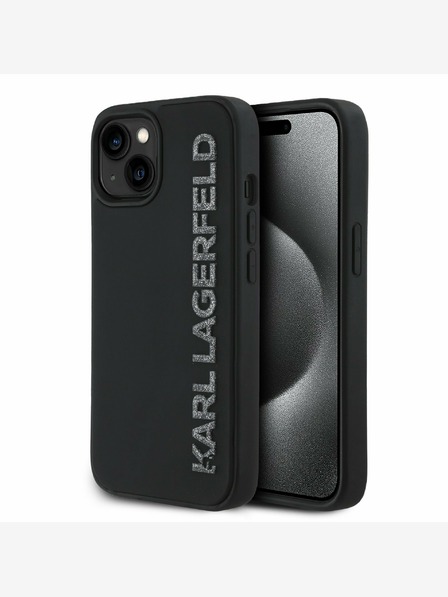 Karl Lagerfeld Karl Lagerfeld 3D Rubber Glitter Logo Zadný kryt pre iPhone 14 Black