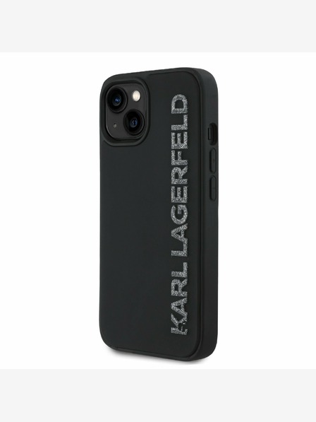 Karl Lagerfeld Karl Lagerfeld 3D Rubber Glitter Logo Zadný kryt pre iPhone 14 Black