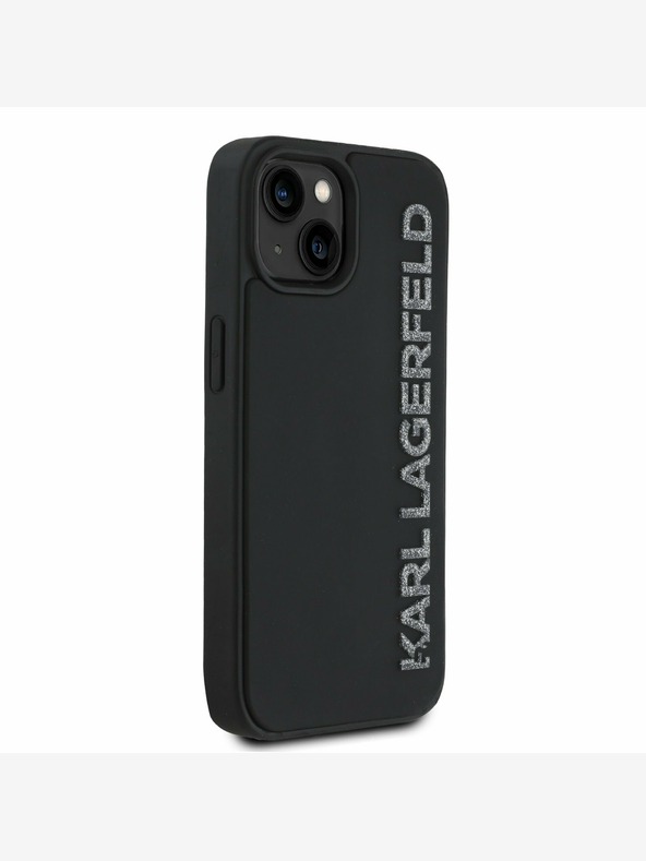 Karl Lagerfeld Karl Lagerfeld 3D Rubber Glitter Logo Zadný kryt pre iPhone 14 Black