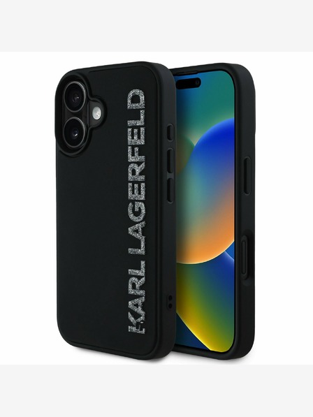 Karl Lagerfeld Zadný kryt Karl Lagerfeld 3D Rubber Glitter Logo pre iPhone 16 čierny