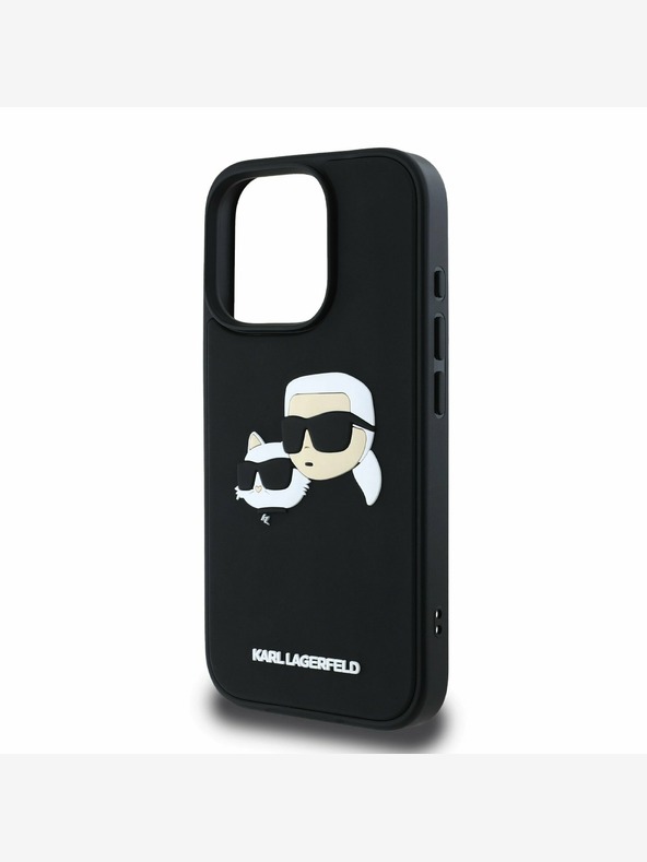 Karl Lagerfeld Karl Lagerfeld 3D gumový zadný kryt Double Heads pre iPhone 16 Pro čierny