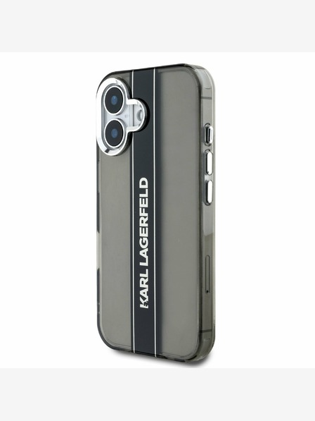 Karl Lagerfeld Karl Lagerfeld IML zadný kryt s pruhovaným logom pre iPhone 16 čierny