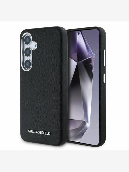 Karl Lagerfeld Karl Lagerfeld PU Saffiano Kovové logo a rám zadný kryt pre Samsung Galaxy S25 čierny