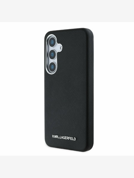 Karl Lagerfeld Karl Lagerfeld PU Saffiano Kovové logo a rám zadný kryt pre Samsung Galaxy S25 čierny