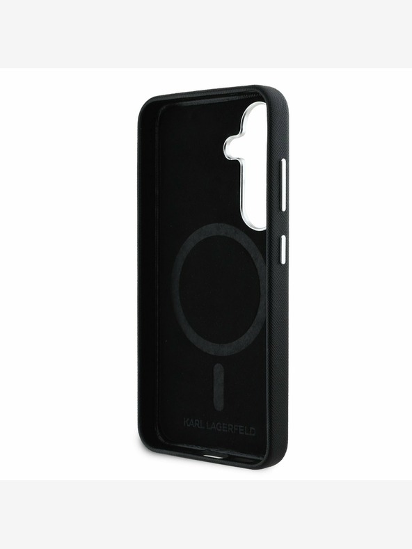 Karl Lagerfeld Karl Lagerfeld PU Saffiano Kovové logo a rám zadný kryt pre Samsung Galaxy S25 čierny