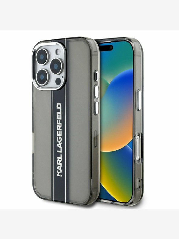 Karl Lagerfeld Karl Lagerfeld IML Stripe Logo zadný kryt pre iPhone 16 Pro čierny